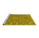 Sideview of Machine Washable Oriental Yellow Traditional Rug, wshurb1237yw