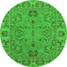 Round Oriental Green Traditional Rug, urb1237grn