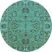 Round Oriental Light Blue Traditional Rug, urb1237lblu