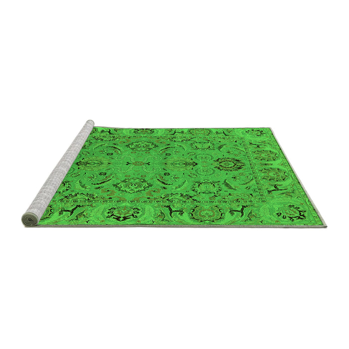 Sideview of Machine Washable Oriental Green Traditional Area Rugs, wshurb1237grn