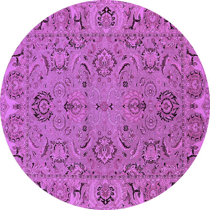 Round Oriental Purple Traditional Rug, urb1237pur