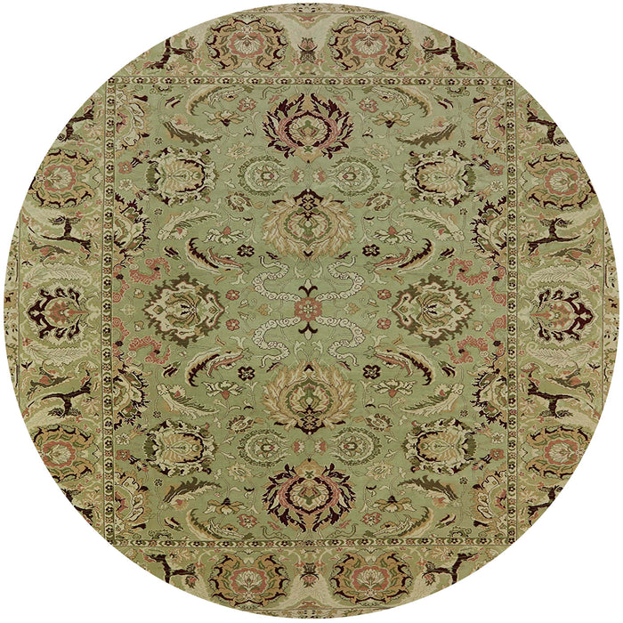 Round Mid-Century Modern Oak Brown Oriental Rug, urb1237