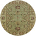Round Mid-Century Modern Oak Brown Oriental Rug, urb1237