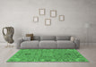 Machine Washable Oriental Emerald Green Traditional Area Rugs in a Living Room,, wshurb1237emgrn