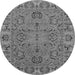 Round Machine Washable Oriental Gray Traditional Rug, wshurb1237gry