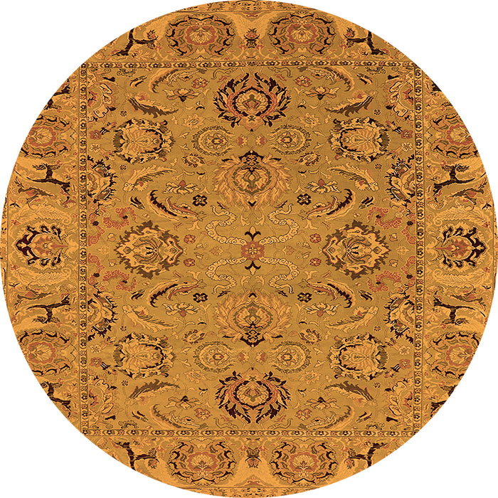 Round Oriental Orange Traditional Rug, urb1237org