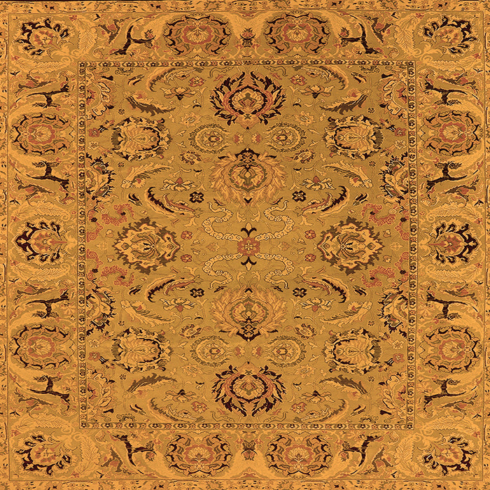 Square Machine Washable Oriental Orange Traditional Area Rugs, wshurb1237org