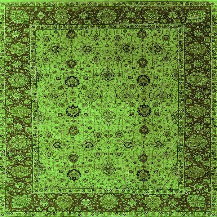 Square Oriental Green Traditional Rug, urb1238grn