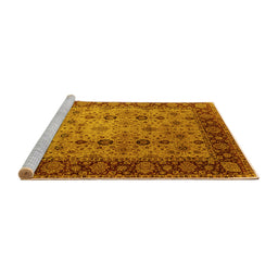 Sideview of Machine Washable Oriental Yellow Traditional Rug, wshurb1238yw