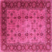 Square Machine Washable Oriental Pink Traditional Rug, wshurb1238pnk