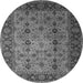 Round Machine Washable Oriental Gray Traditional Rug, wshurb1238gry