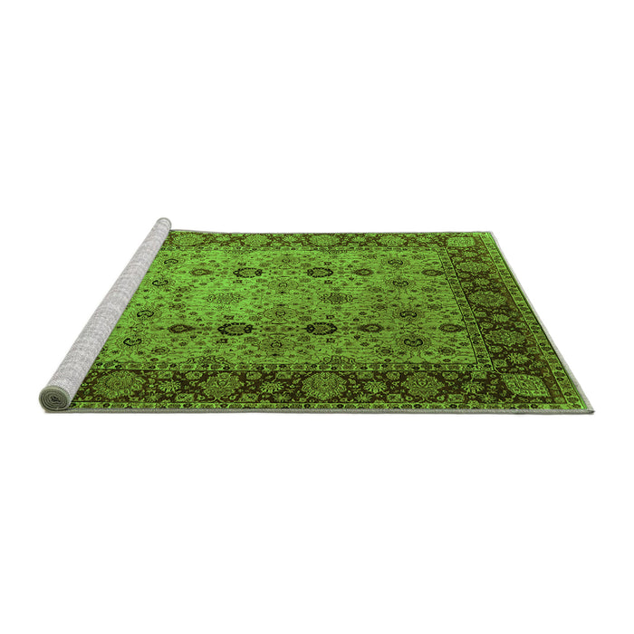 Sideview of Machine Washable Oriental Green Traditional Area Rugs, wshurb1238grn