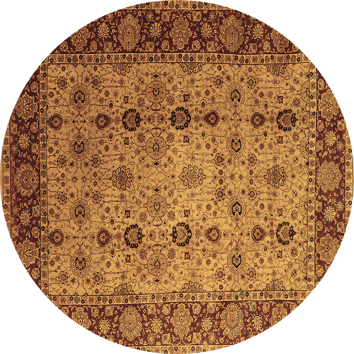 Round Oriental Brown Traditional Rug, urb1238brn