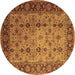 Round Oriental Brown Traditional Rug, urb1238brn