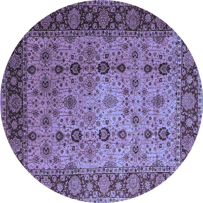 Round Machine Washable Oriental Blue Traditional Rug, wshurb1238blu
