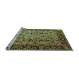 Sideview of Machine Washable Oriental Light Blue Traditional Rug, wshurb1238lblu