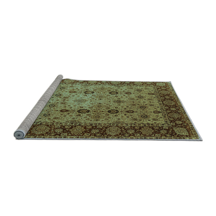 Sideview of Machine Washable Oriental Light Blue Traditional Rug, wshurb1238lblu