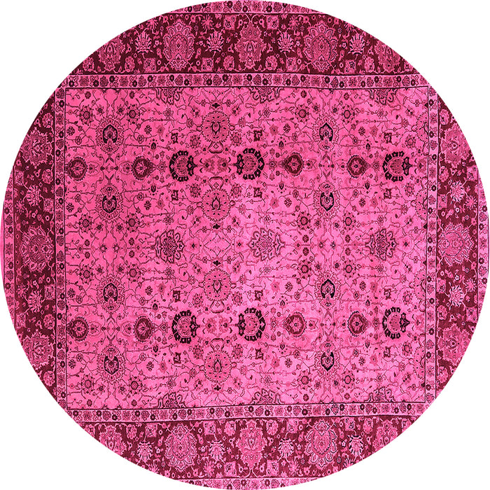Round Oriental Pink Traditional Rug, urb1238pnk