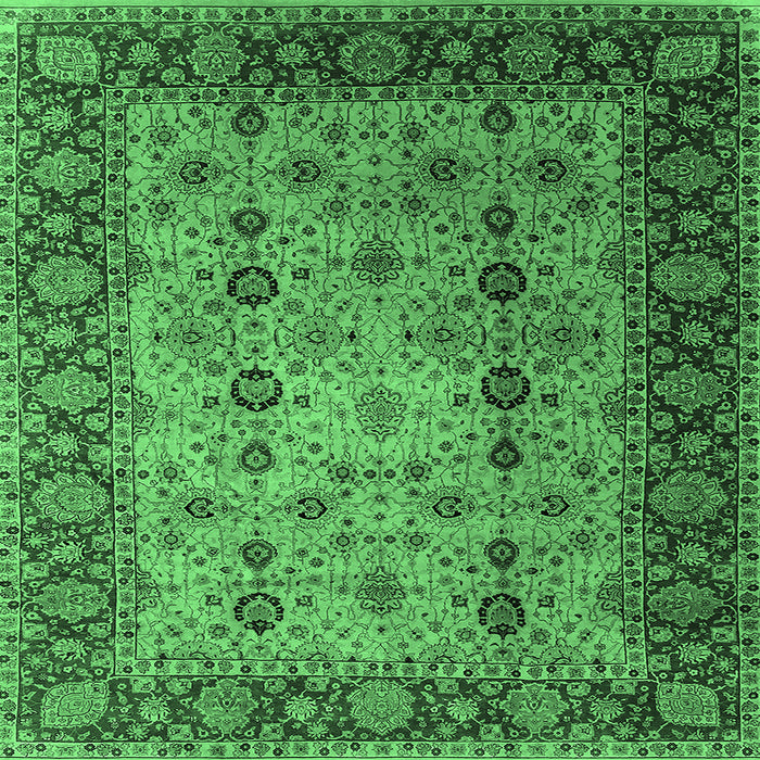 Square Oriental Emerald Green Traditional Rug, urb1238emgrn