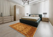 Mid-Century Modern Red Oriental Rug in a Bedroom, urb1238