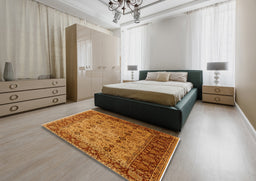 Mid-Century Modern Red Oriental Rug in a Bedroom, urb1238