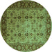 Round Oriental Turquoise Traditional Rug, urb1238turq