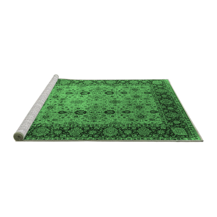 Sideview of Machine Washable Oriental Emerald Green Traditional Area Rugs, wshurb1238emgrn