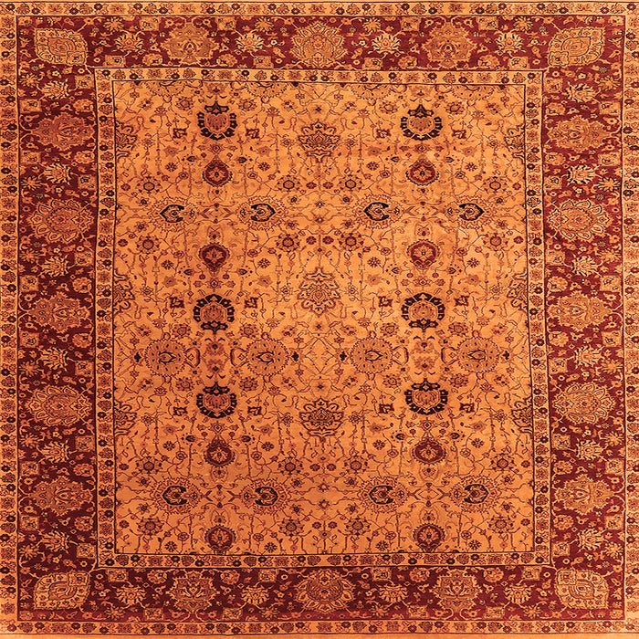 Square Oriental Orange Traditional Rug, urb1238org