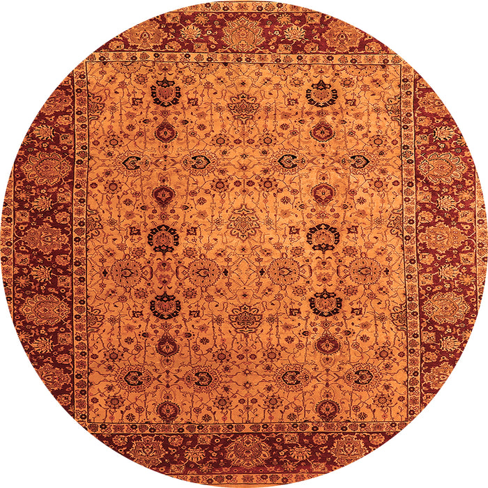 Round Oriental Orange Traditional Rug, urb1238org