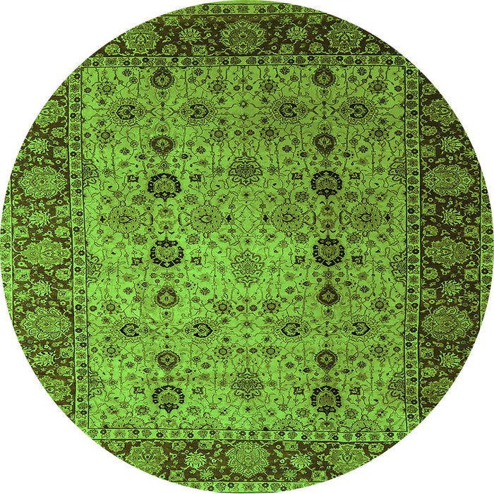 Round Oriental Green Traditional Rug, urb1238grn