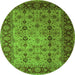 Round Oriental Green Traditional Rug, urb1238grn
