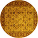 Round Oriental Yellow Traditional Rug, urb1238yw