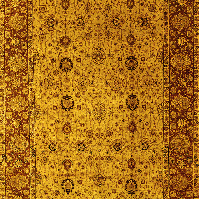 Machine Washable Oriental Yellow Traditional Rug, wshurb1238yw