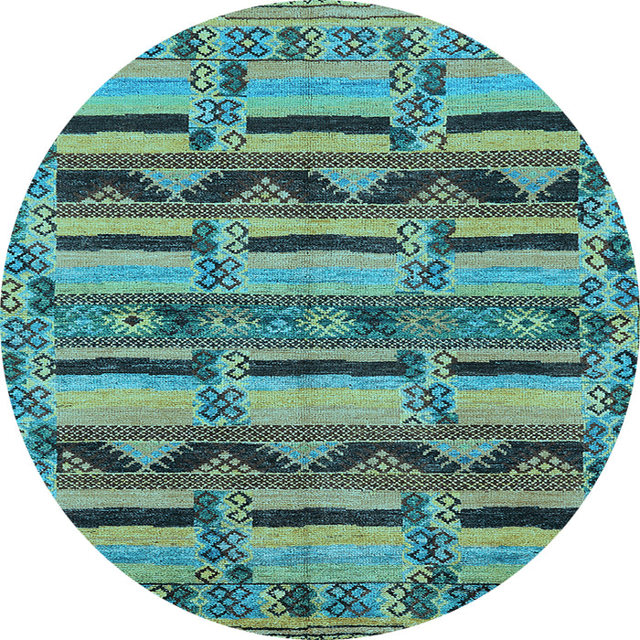 Round Oriental Light Blue Industrial Rug, urb1239lblu