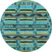 Round Oriental Light Blue Industrial Rug, urb1239lblu