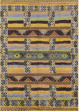 Mid-Century Modern Dark Brown Oriental Rug, urb1239