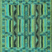 Square Oriental Turquoise Industrial Rug, urb1239turq