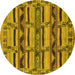 Round Machine Washable Oriental Yellow Industrial Rug, wshurb1239yw