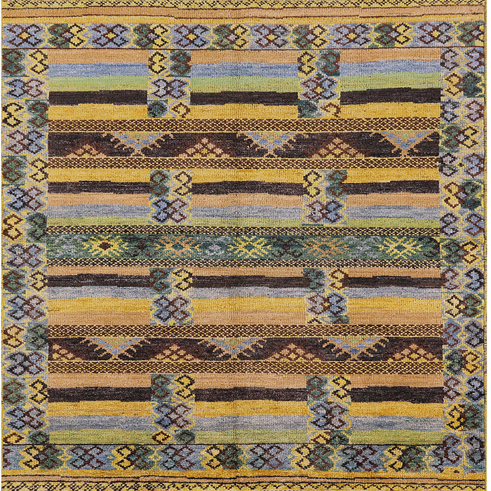 Square Mid-Century Modern Dark Brown Oriental Rug, urb1239