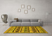 Machine Washable Oriental Yellow Industrial Rug in a Living Room, wshurb1239yw