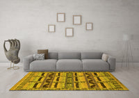 Machine Washable Oriental Yellow Industrial Rug, wshurb1239yw