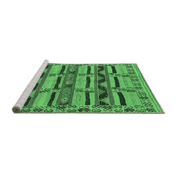 Sideview of Machine Washable Oriental Emerald Green Industrial Area Rugs, wshurb1239emgrn