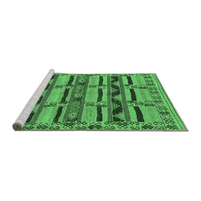 Sideview of Machine Washable Oriental Emerald Green Industrial Area Rugs, wshurb1239emgrn