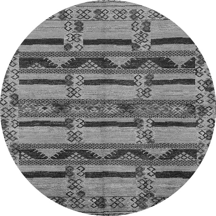 Round Machine Washable Oriental Gray Industrial Rug, wshurb1239gry