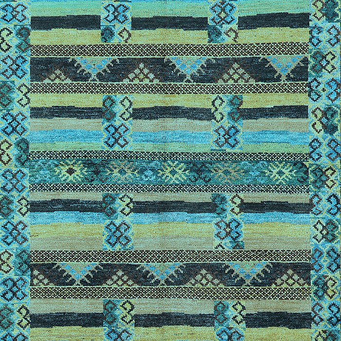 Machine Washable Oriental Light Blue Industrial Rug, wshurb1239lblu