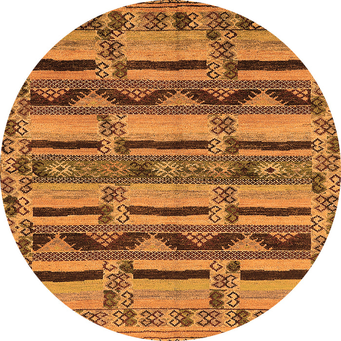 Round Oriental Orange Industrial Rug, urb1239org