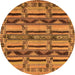 Round Oriental Orange Industrial Rug, urb1239org