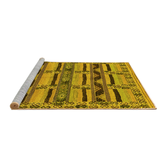 Sideview of Machine Washable Oriental Yellow Industrial Rug, wshurb1239yw