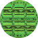 Round Machine Washable Oriental Green Industrial Area Rugs, wshurb1239grn