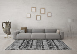 Machine Washable Oriental Gray Industrial Rug in a Living Room,, wshurb1239gry